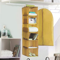 Yellow hanging clothes organiser 6 compartments